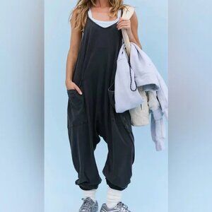Free People Movement Hot Shot Onesie  Washed Black Women's Size XS